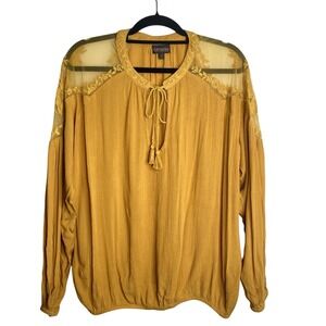 Shyanne Boho Peasant Lace Accent Sunshine Yellow |‎ Women's Size Small